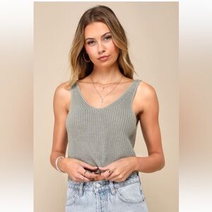 Lulu's Sage Green Knit Tank Top